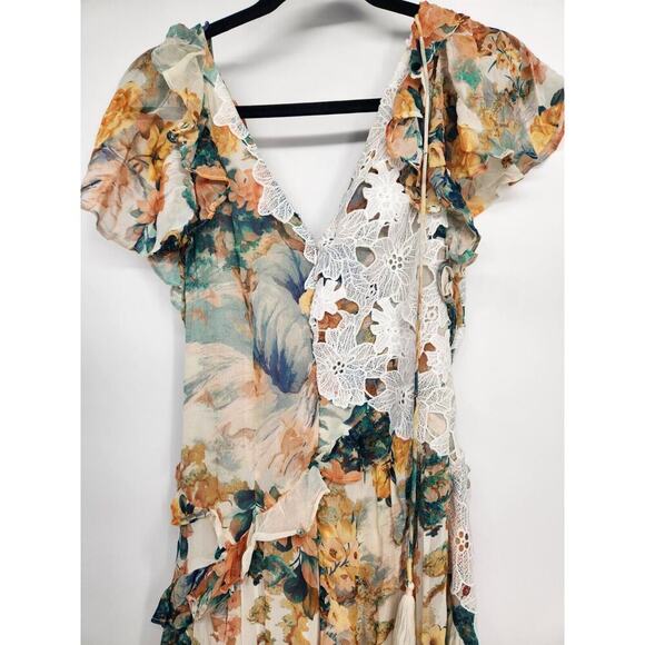 NWD By Anthropologie V-Neck Ruffle Lace Slip Dress Size 2 Ivory #8G404 - Picture 7 of 16